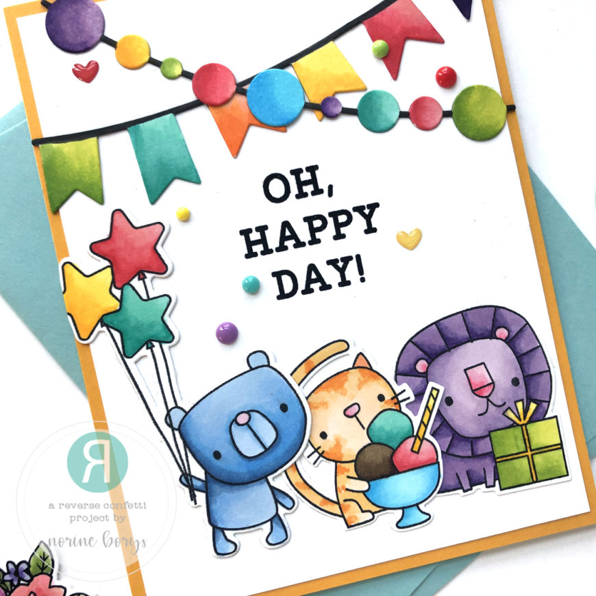 Reverse Confetti Creative Hop – Oh Happy Day Card – Velvetlemon