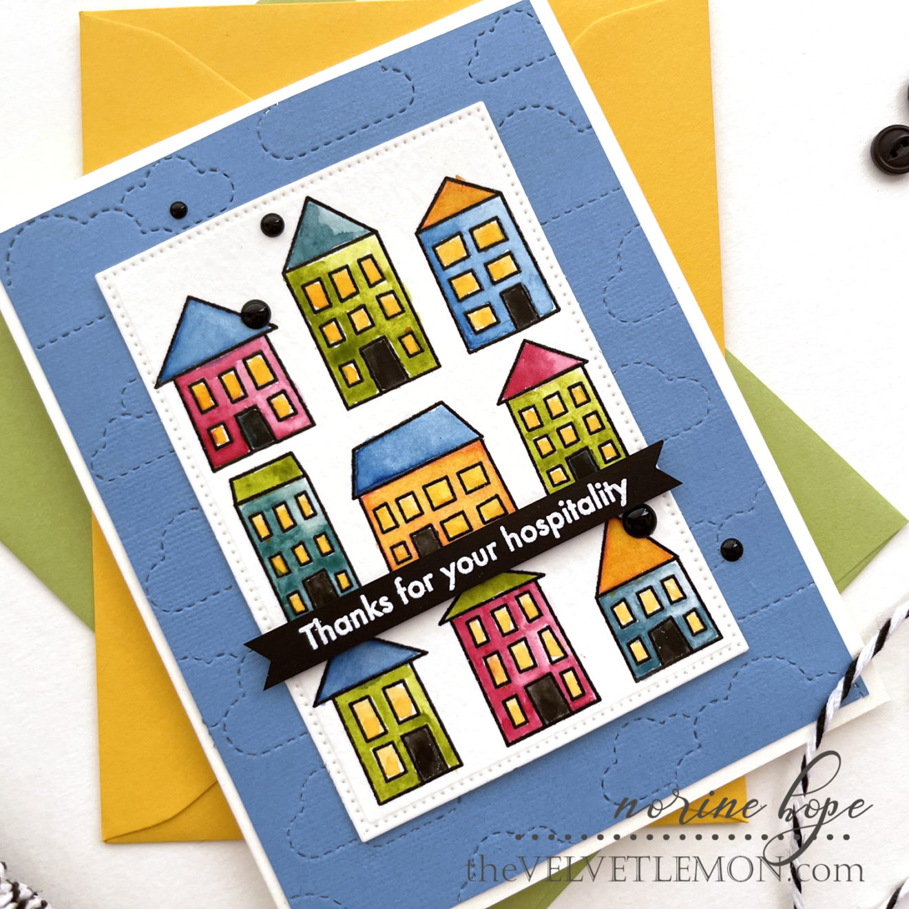 Simon Says STAMPtember Printmaking Houses Card – Velvetlemon